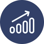 Icon of bar chart with upward arrow