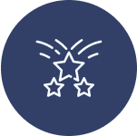 Icon with three stars and sparkles