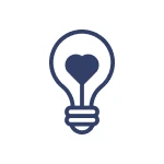 Lightbulb with heart symbol inside