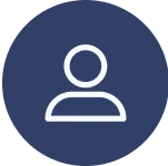 User profile icon on blue background
