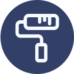 Paint roller icon on blue background